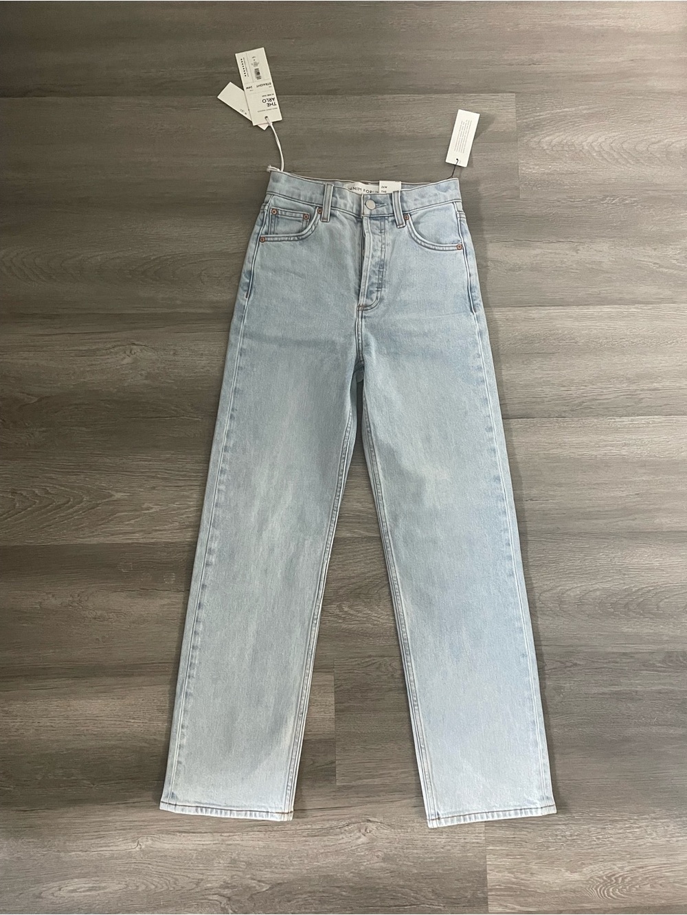 Denim Forum Light Blue High-Rise Straight Leg Jeans